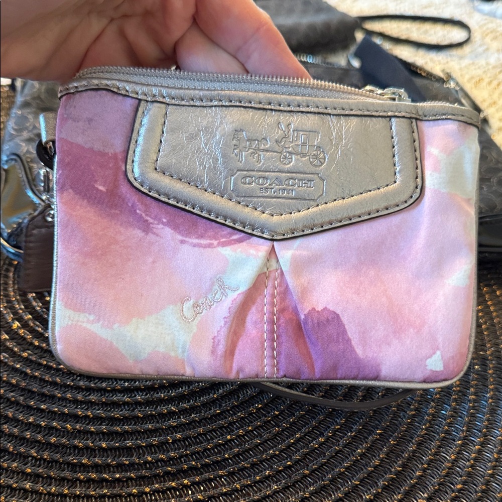 Coach Pink and Silver Wristlet